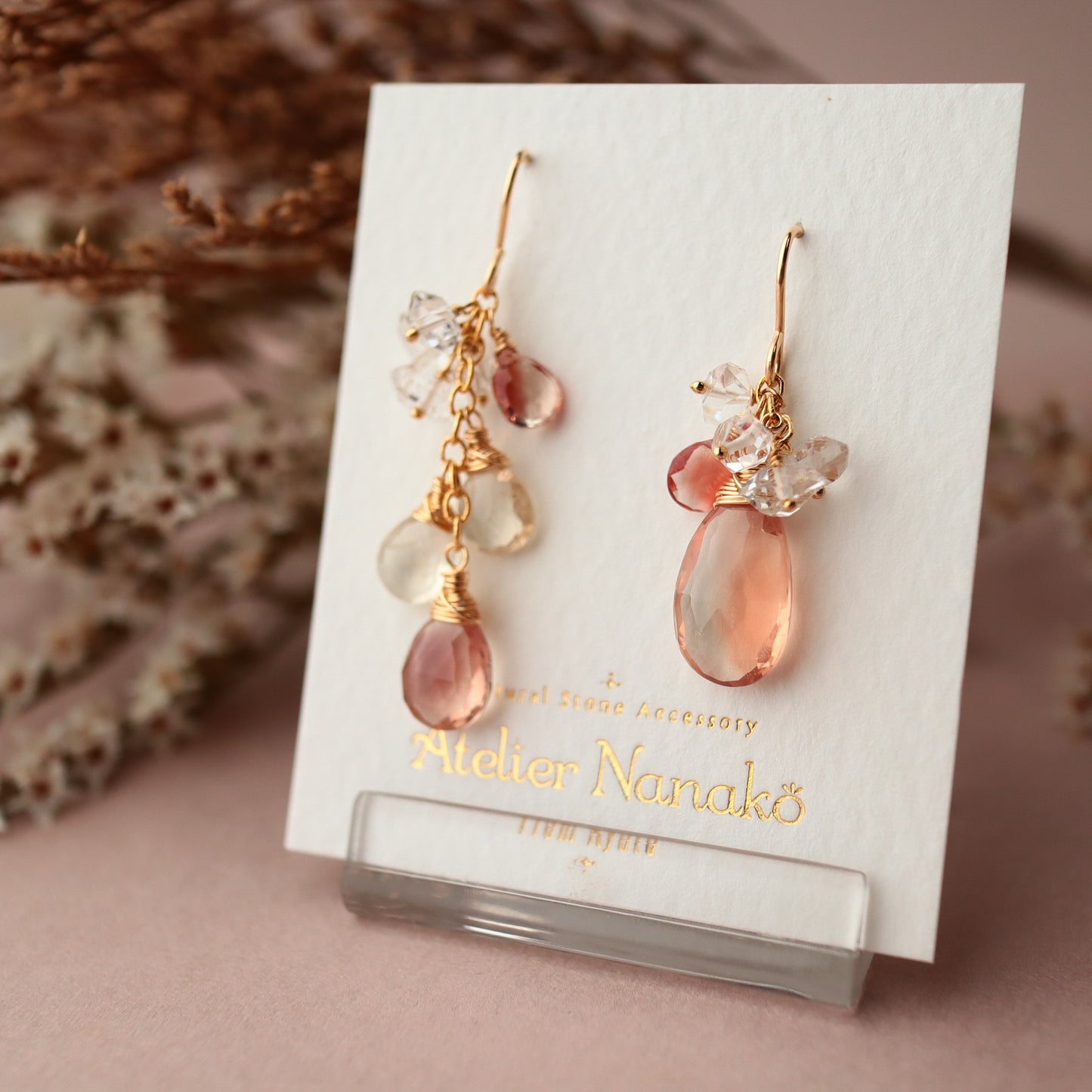 [Asymmetry No.2] Oregon sunstone earrings