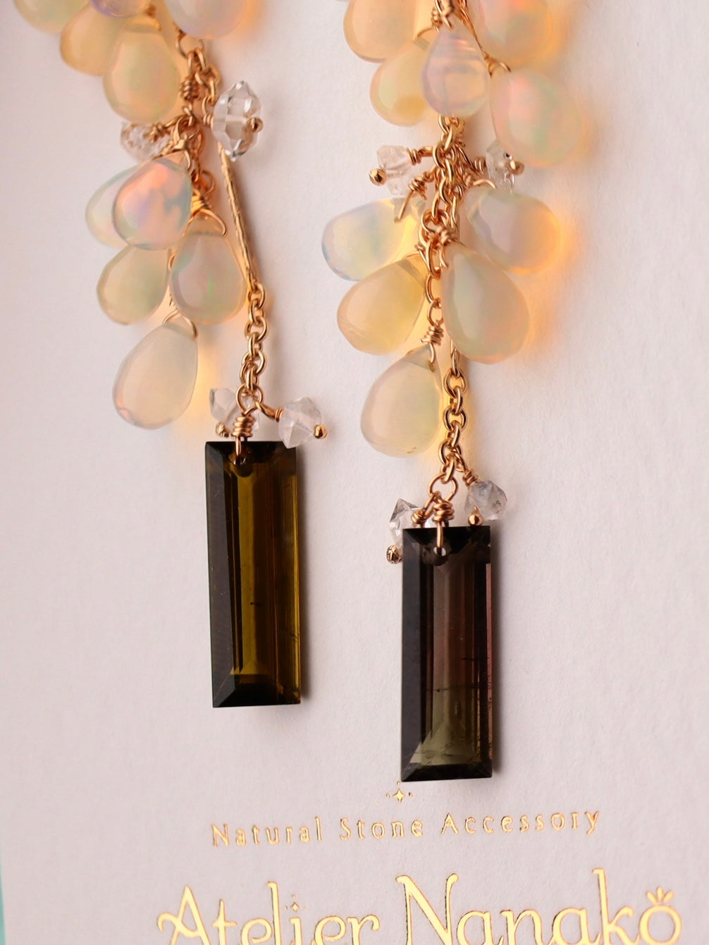 Opal and tourmaline earrings