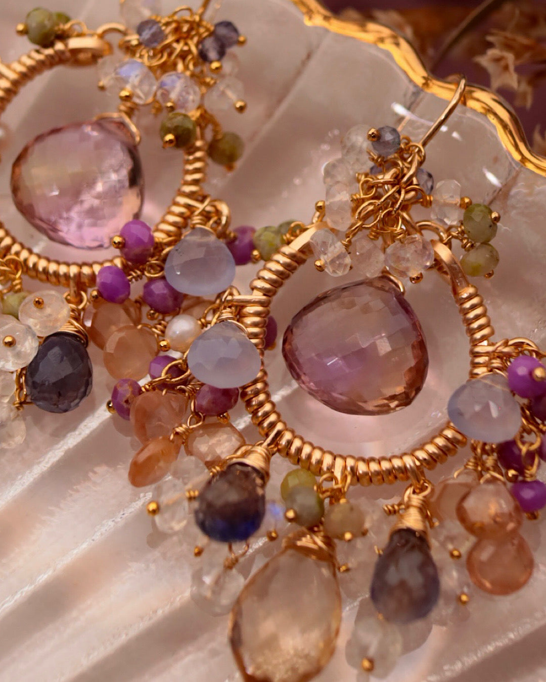 [One-of-a-kind] Ametrine Chandelier Earrings in Classic Colors
