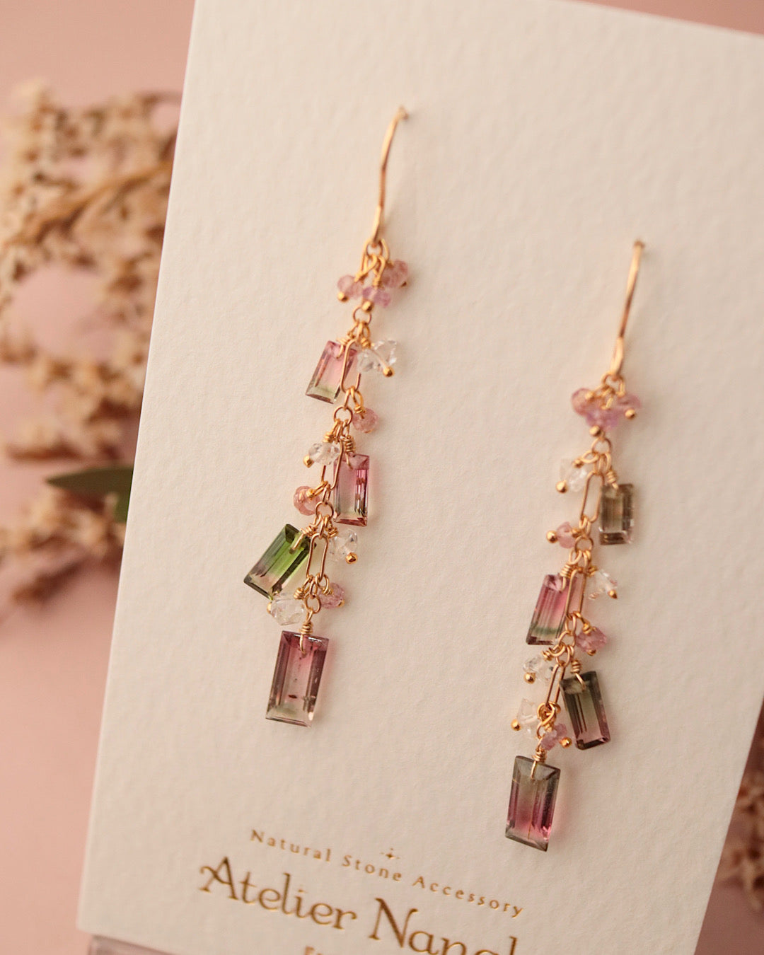 ②[One-of-a-kind] Bicolor Tourmaline Earrings