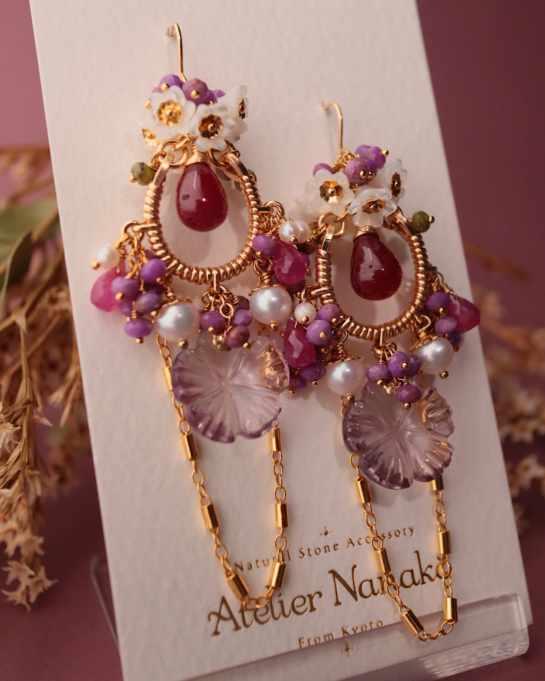 [One-of-a-kind] Ruby and Ametrine Chandelier Earrings