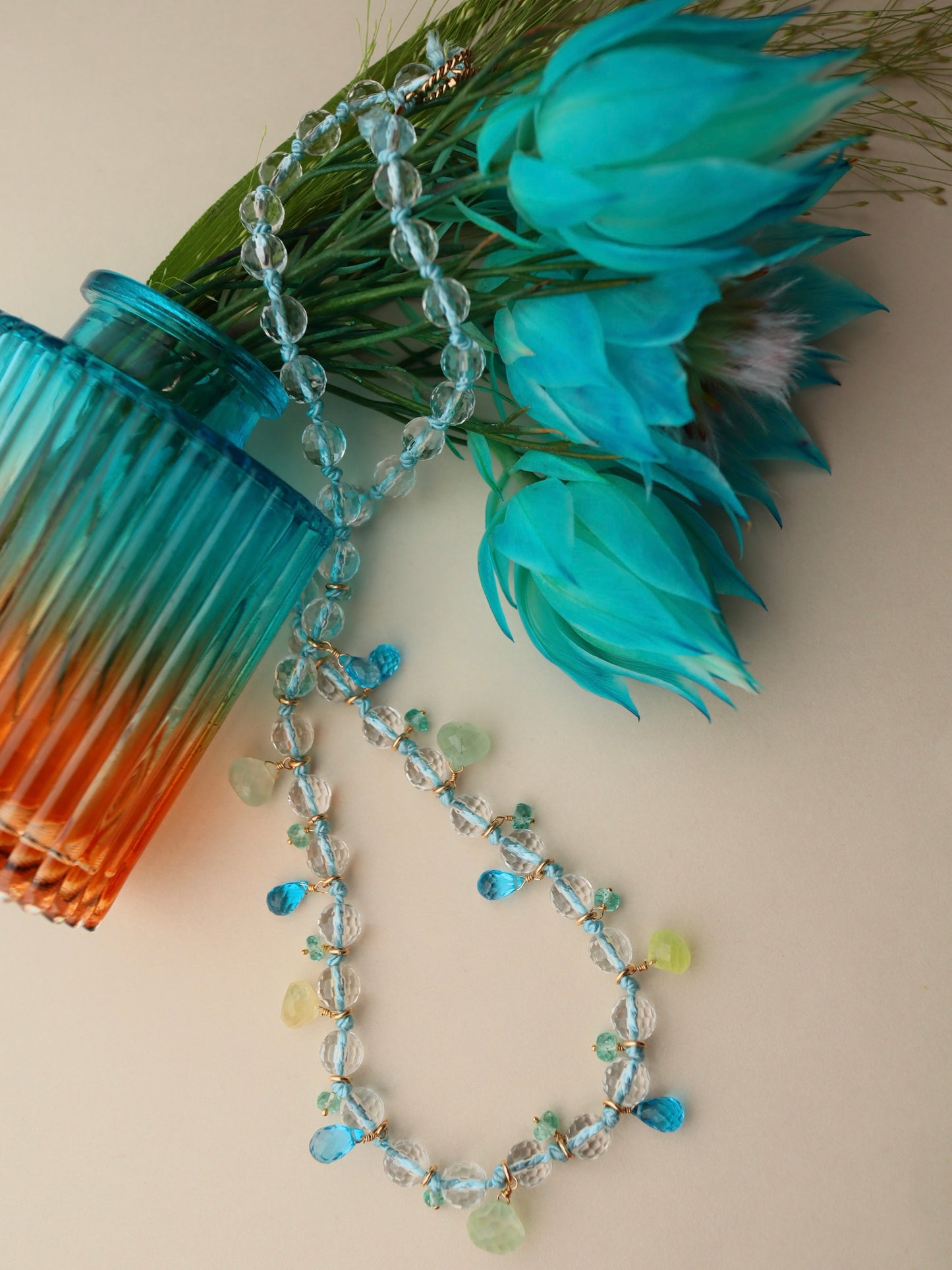 Swiss Blue Topaz and Prehnite necklace
