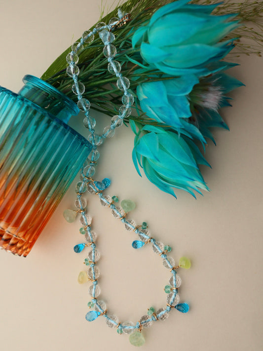 Swiss Blue Topaz and Prehnite necklace