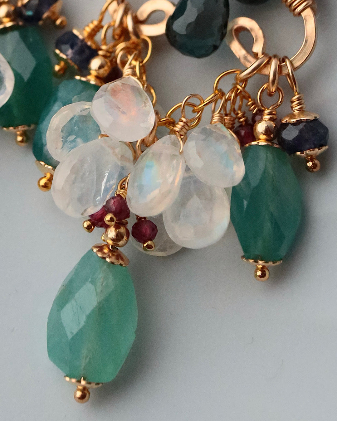 Grandidierite and London Blue Topaz Chandelier Earrings