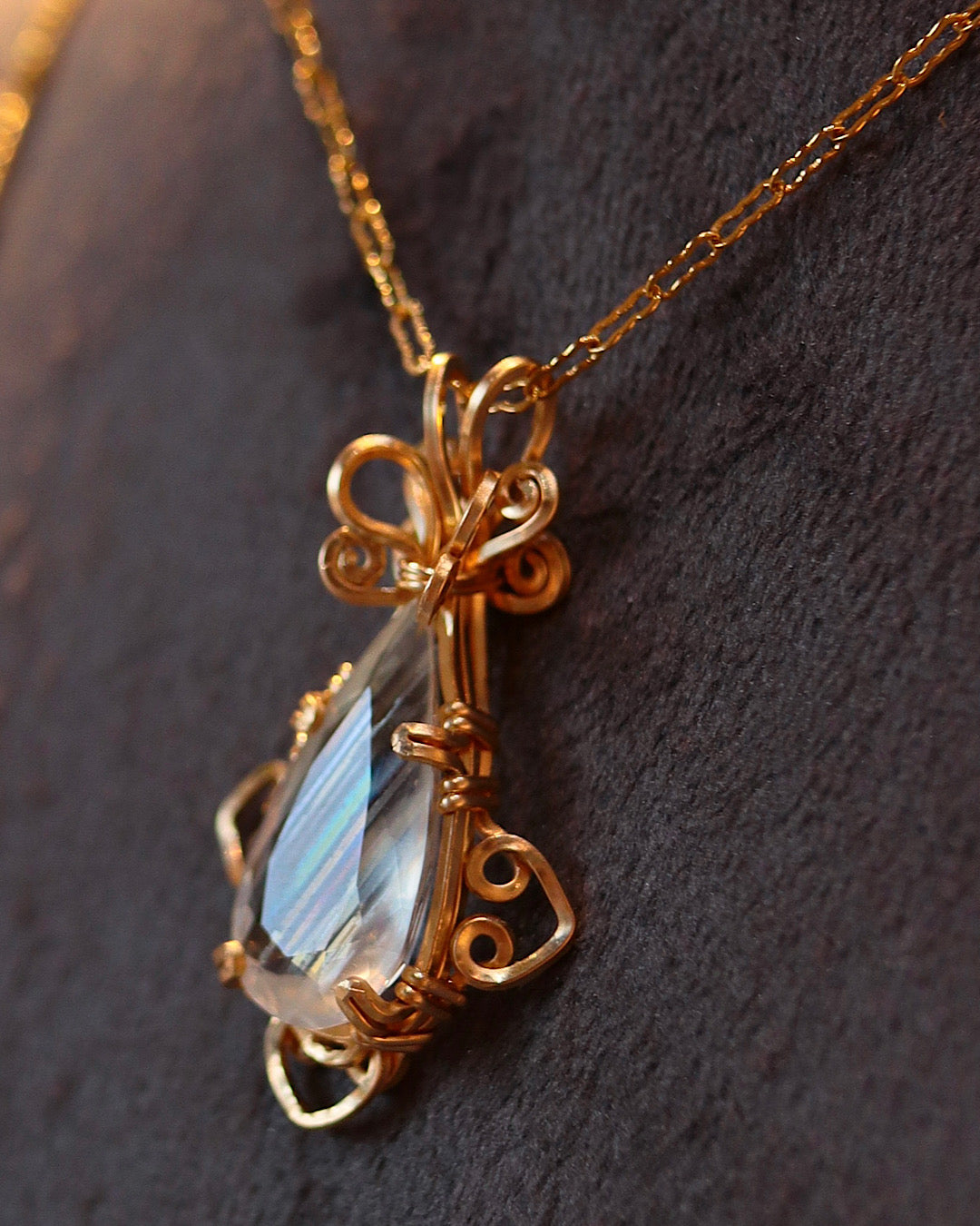 [One-of-a-kind] Rainbow Moonstone Necklace