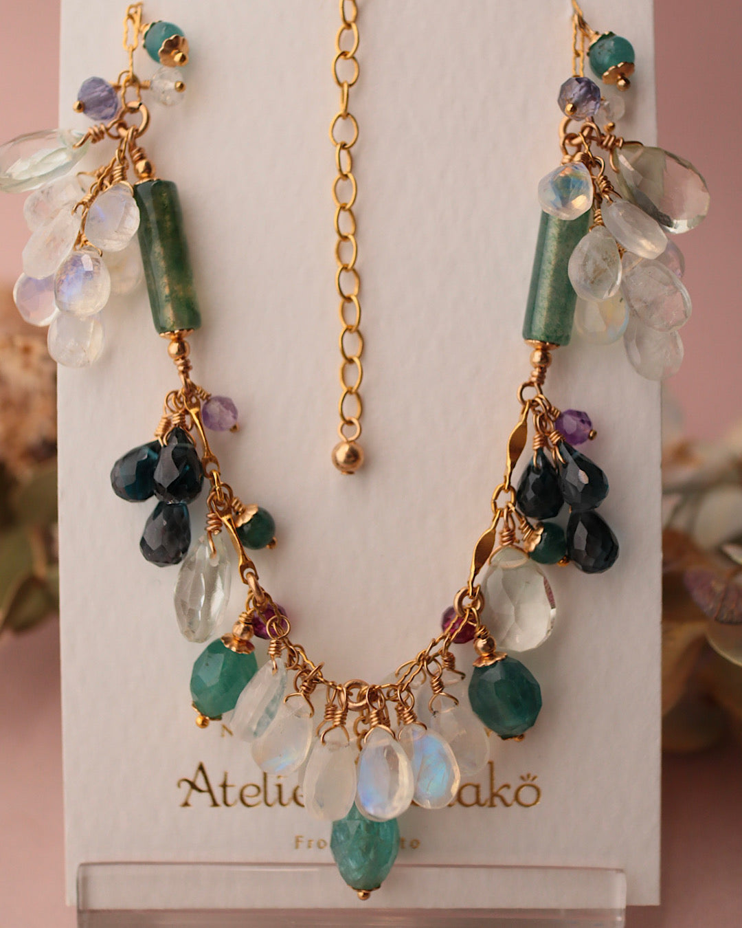 Grandidierite and London Blue Topaz Round Necklace