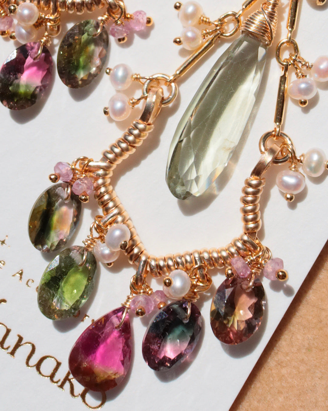 Bicolor tourmaline chandelier earrings