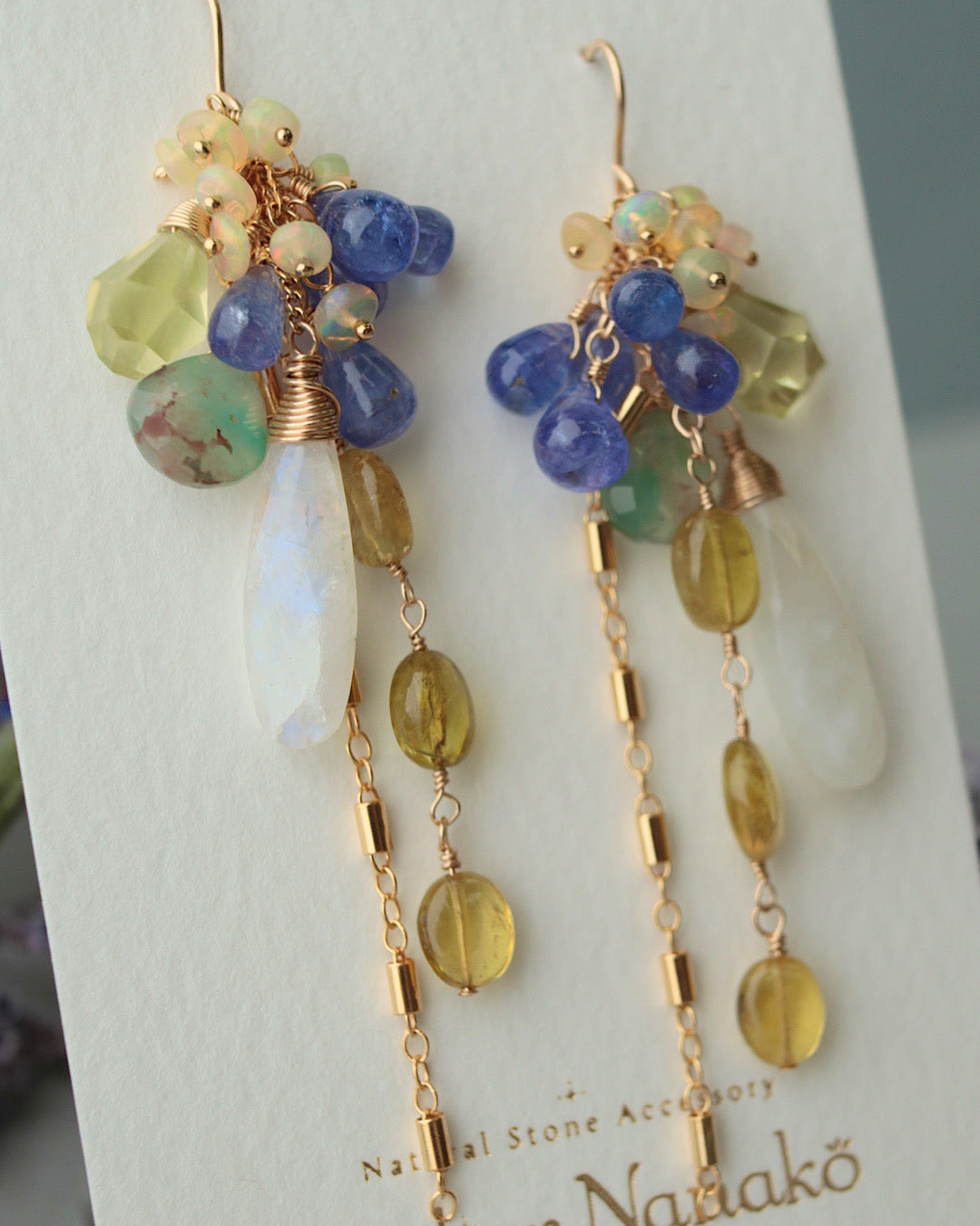 【Aqua Bloom】Tanzanite and Moonstone Earrings