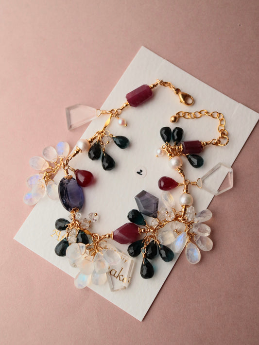 [Stories in Red] Ruby and London Blue Topaz Bracelet ②