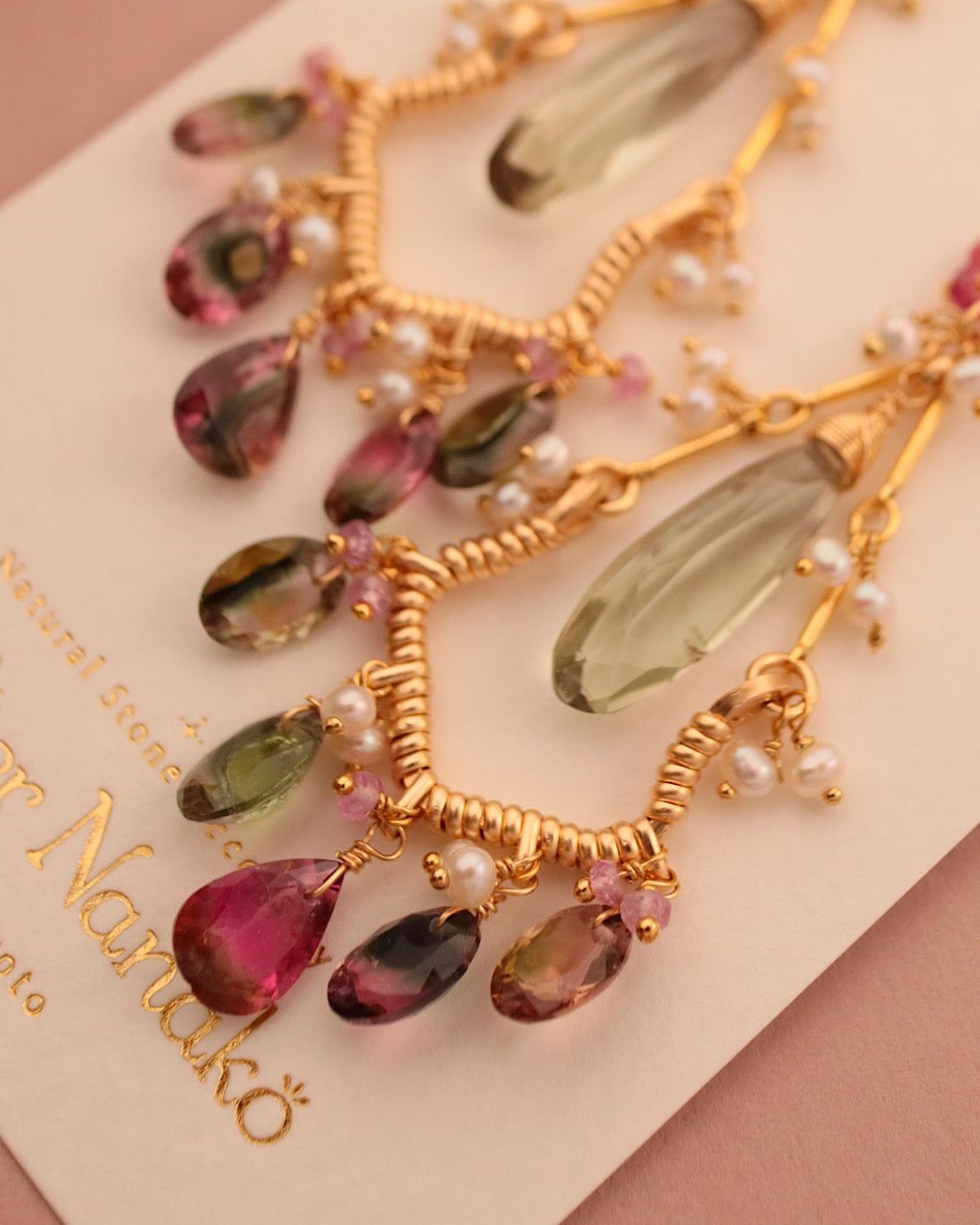 Bicolor tourmaline chandelier earrings