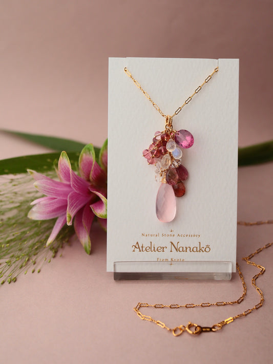 [One of a kind] Rose quartz and tourmaline necklace