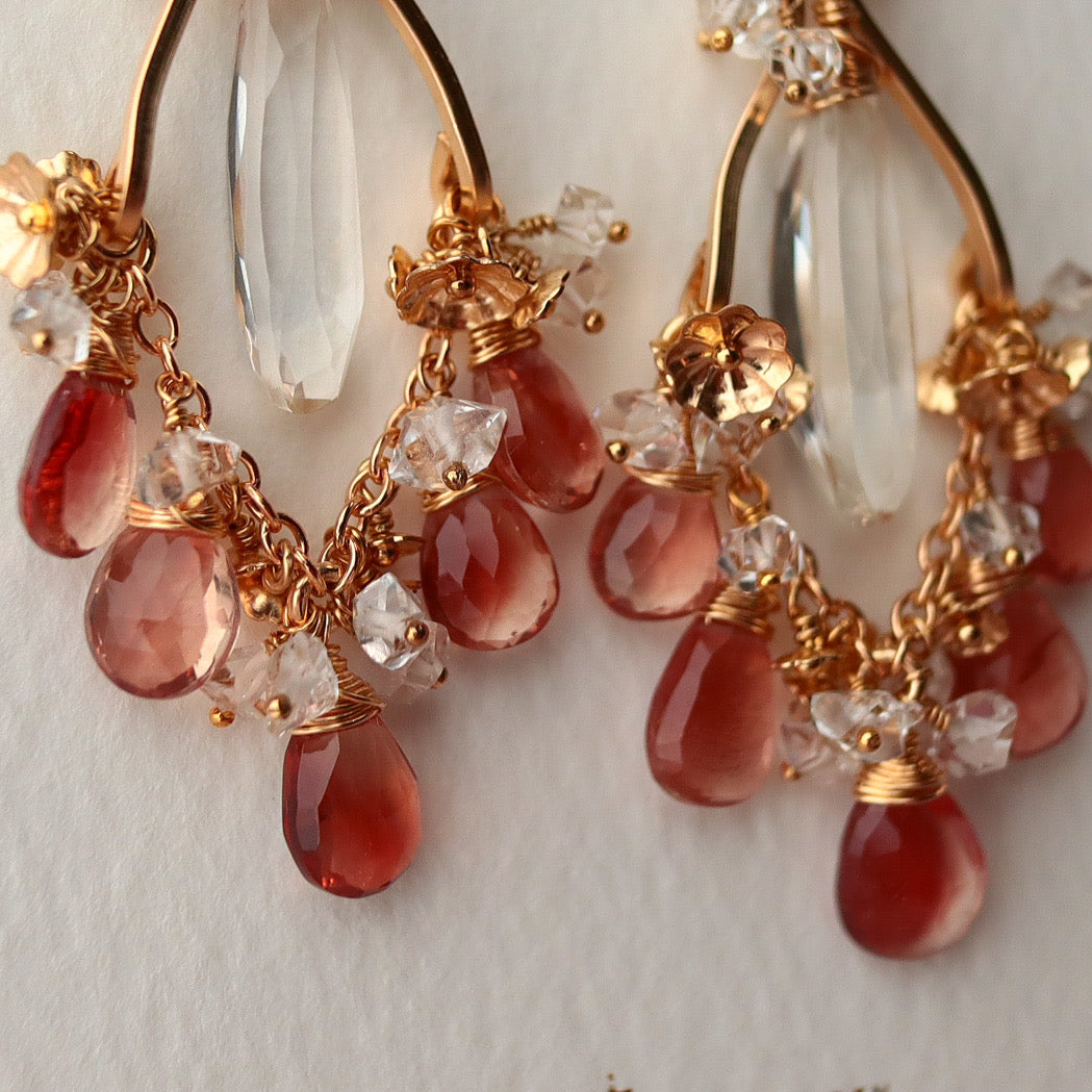 [Red] Oregon sunstone chandelier earrings