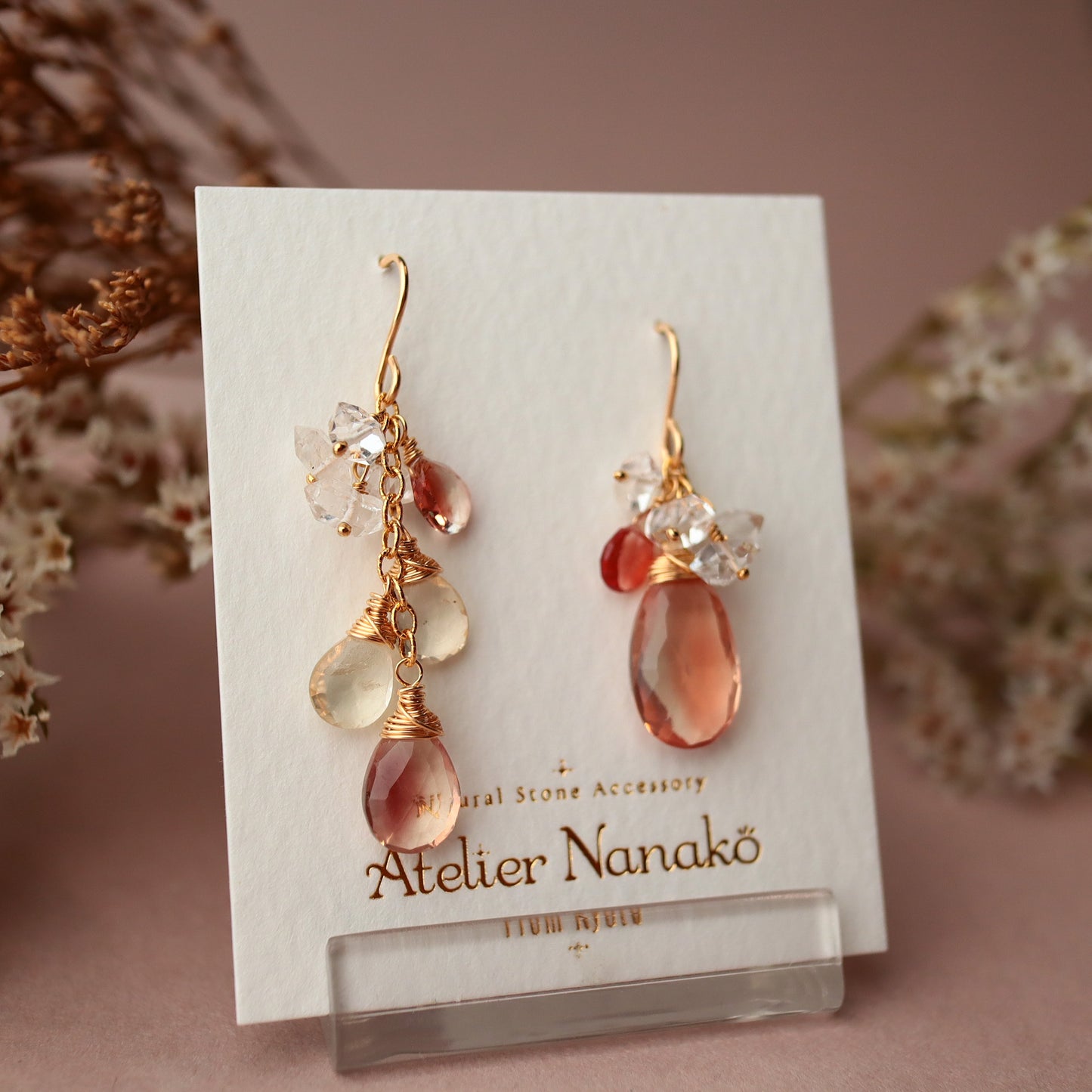 [Asymmetry No.2] Oregon sunstone earrings