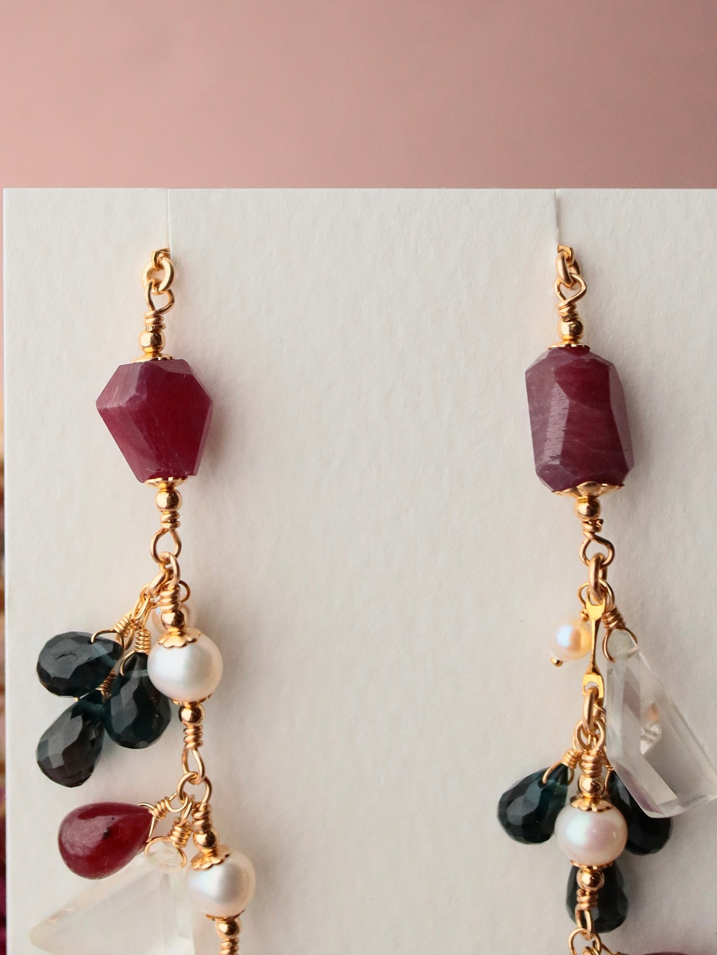 One-of-a-kind [Stories in Red] Ruby and London Blue Topaz Necklace