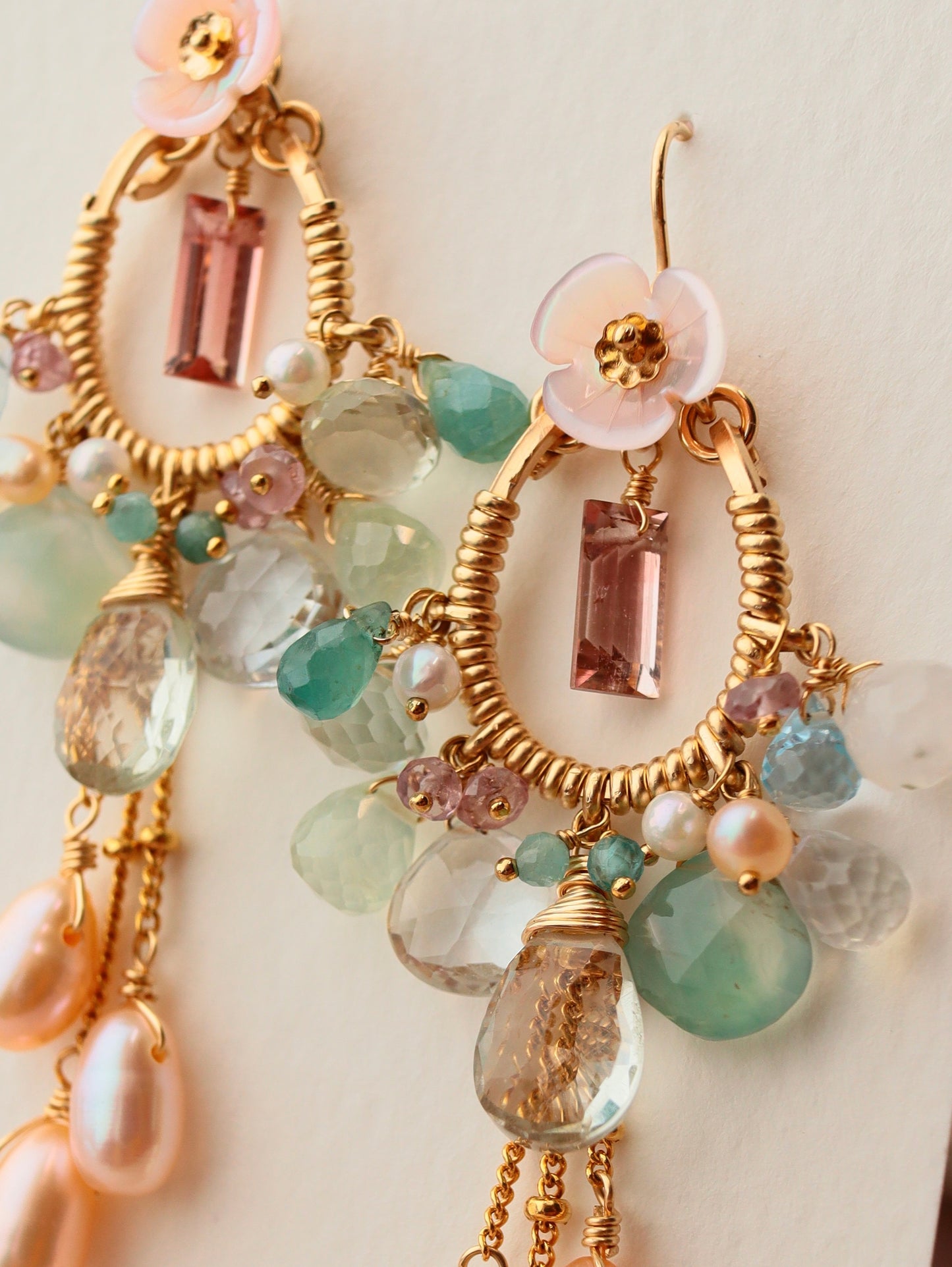 One-of-a-kind [Fragonard "Swing"] Pink Tourmaline Chandelier Earrings