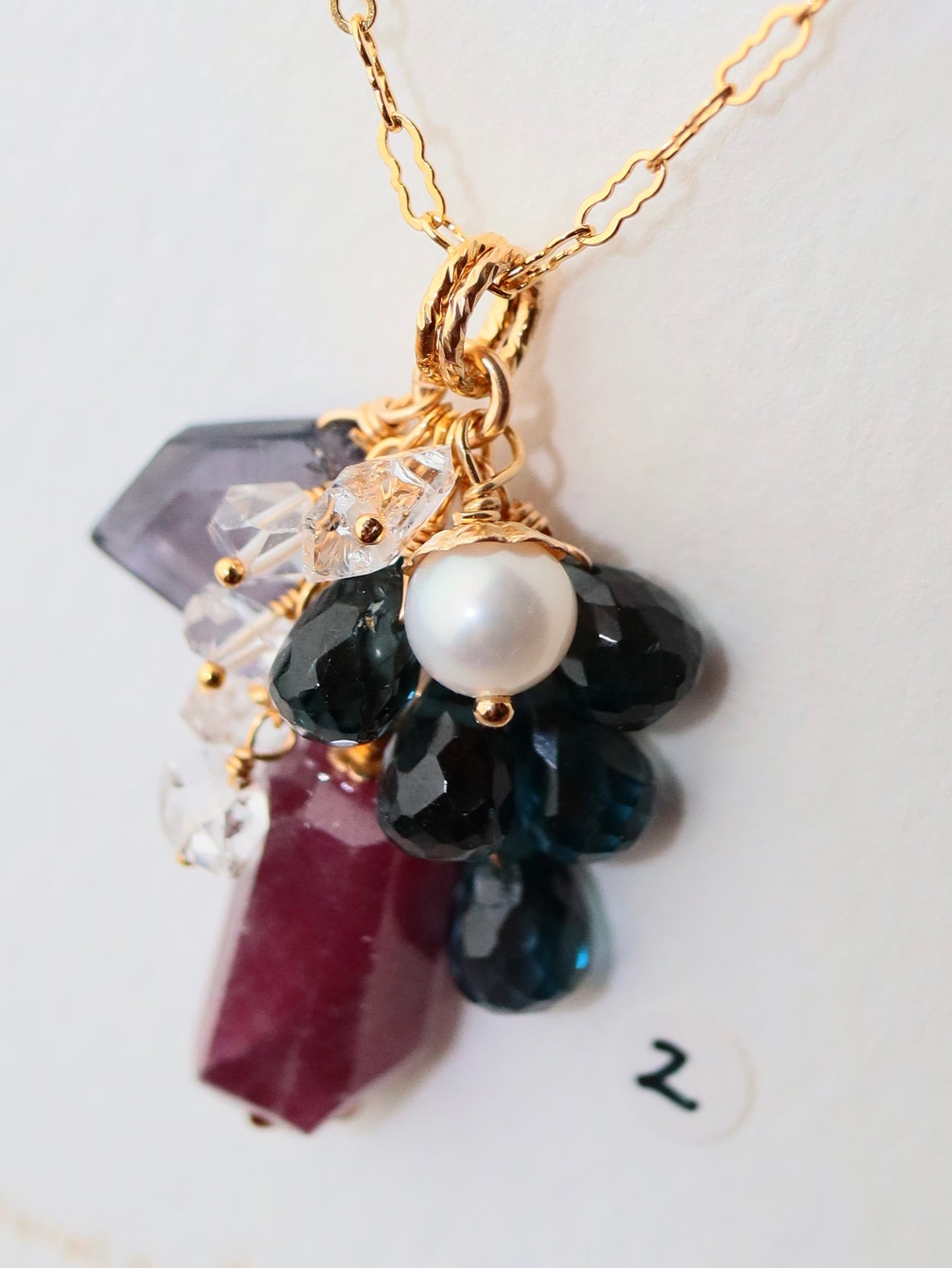 [Stories in Red] Ruby and London Blue Topaz Necklace ②