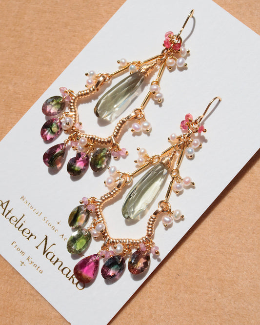 Bicolor tourmaline chandelier earrings