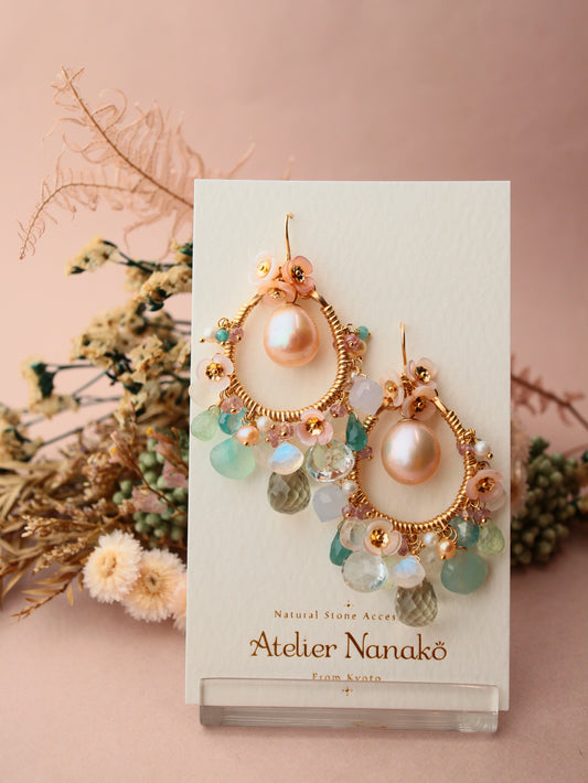 One-of-a-kind [Fragonard "Swing"] Large pearl chandelier earrings