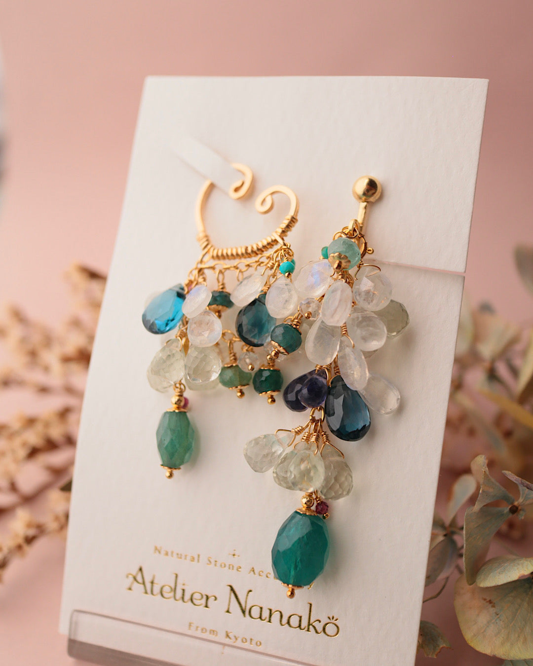 Grandidierite and London Blue Topaz 3-Way Ear Cuff