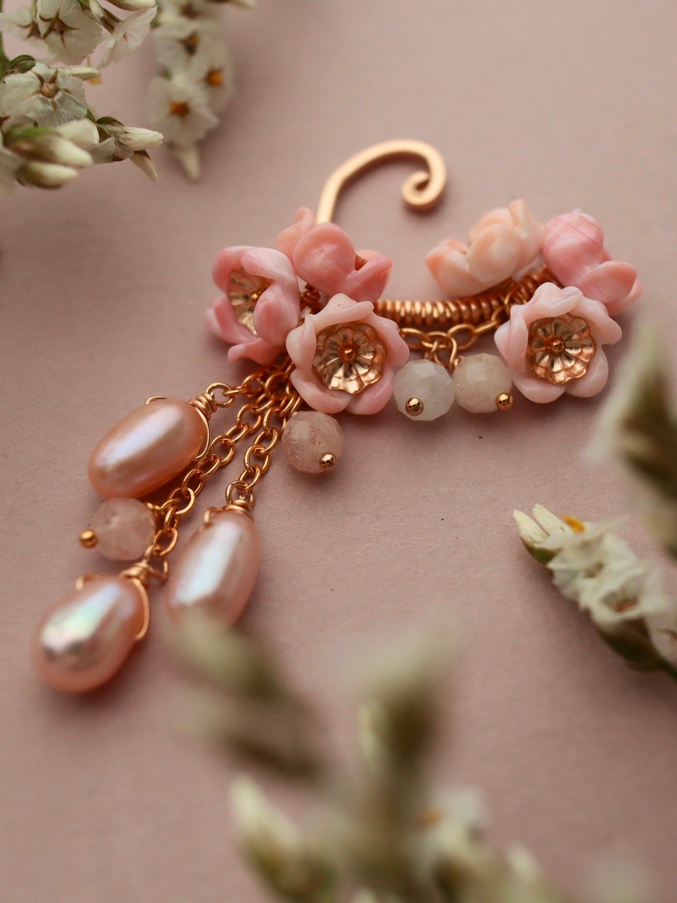 Queen Conch Shell Flower Ear Cuff