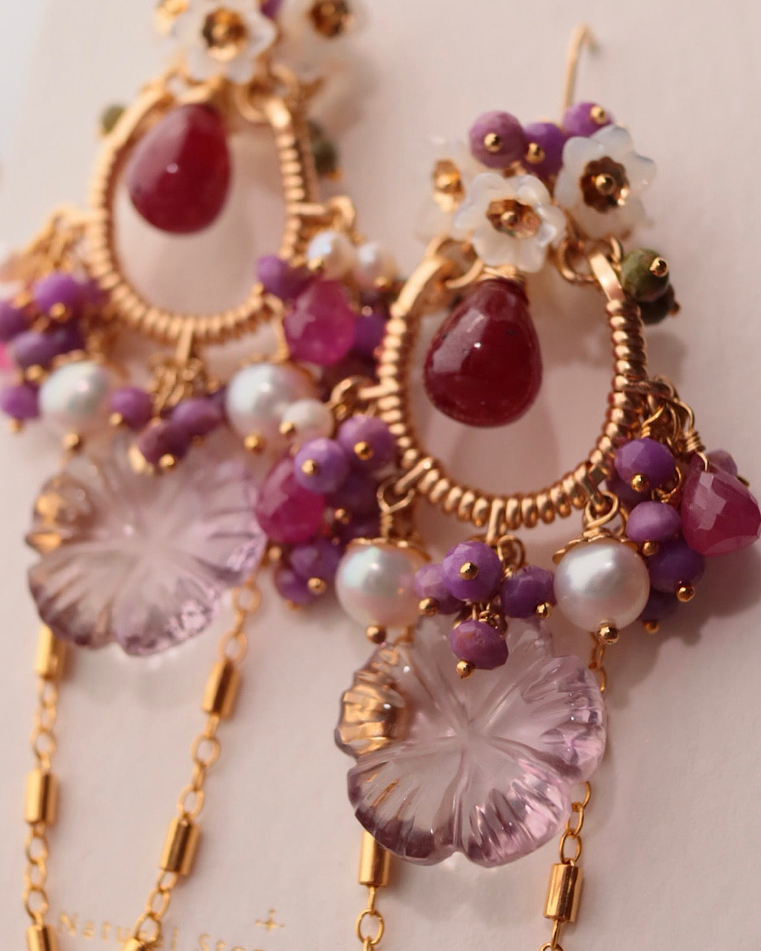 [One-of-a-kind] Ruby and Ametrine Chandelier Earrings