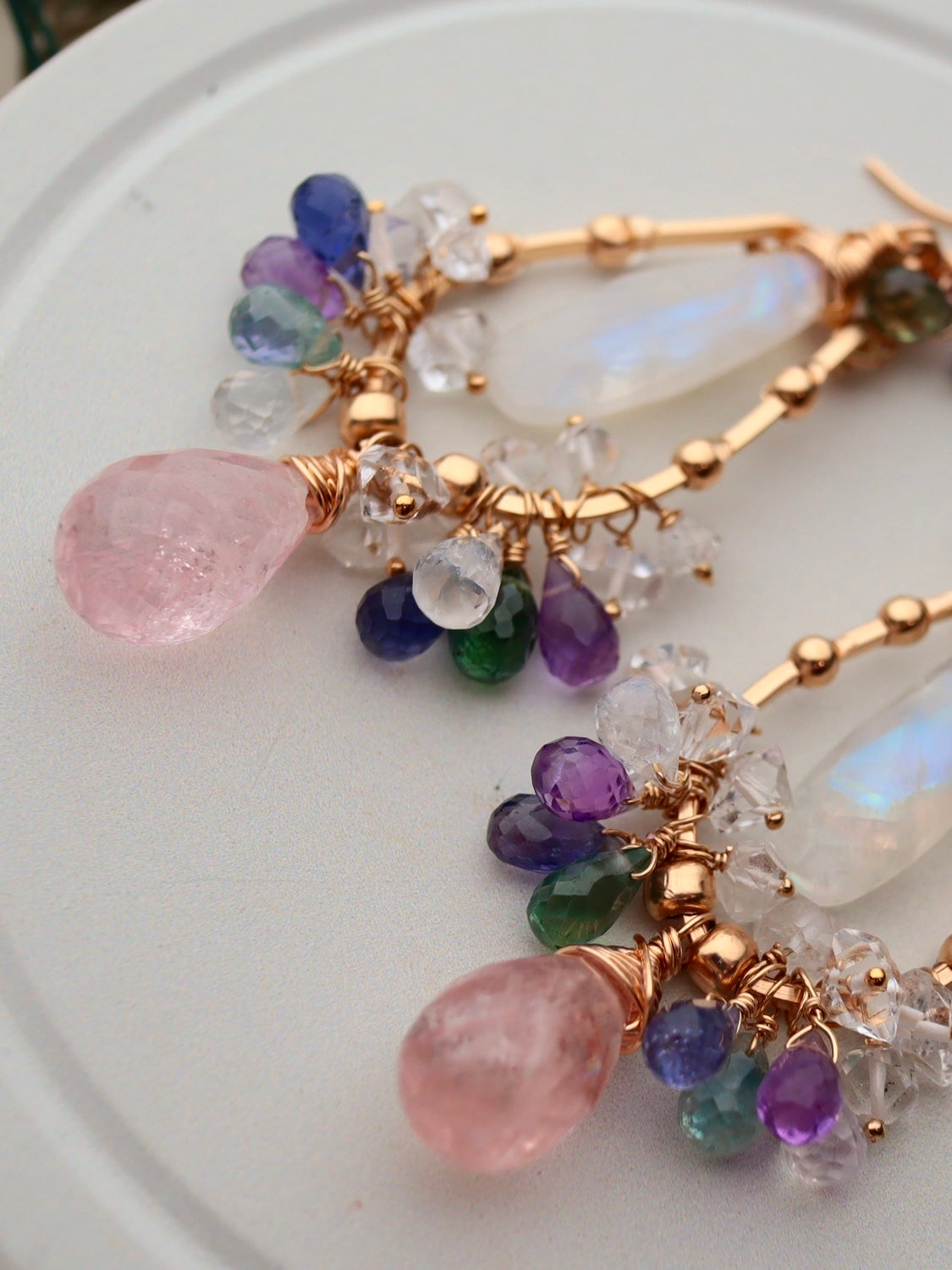 【Pre-order sale】Large morganite chandelier earrings