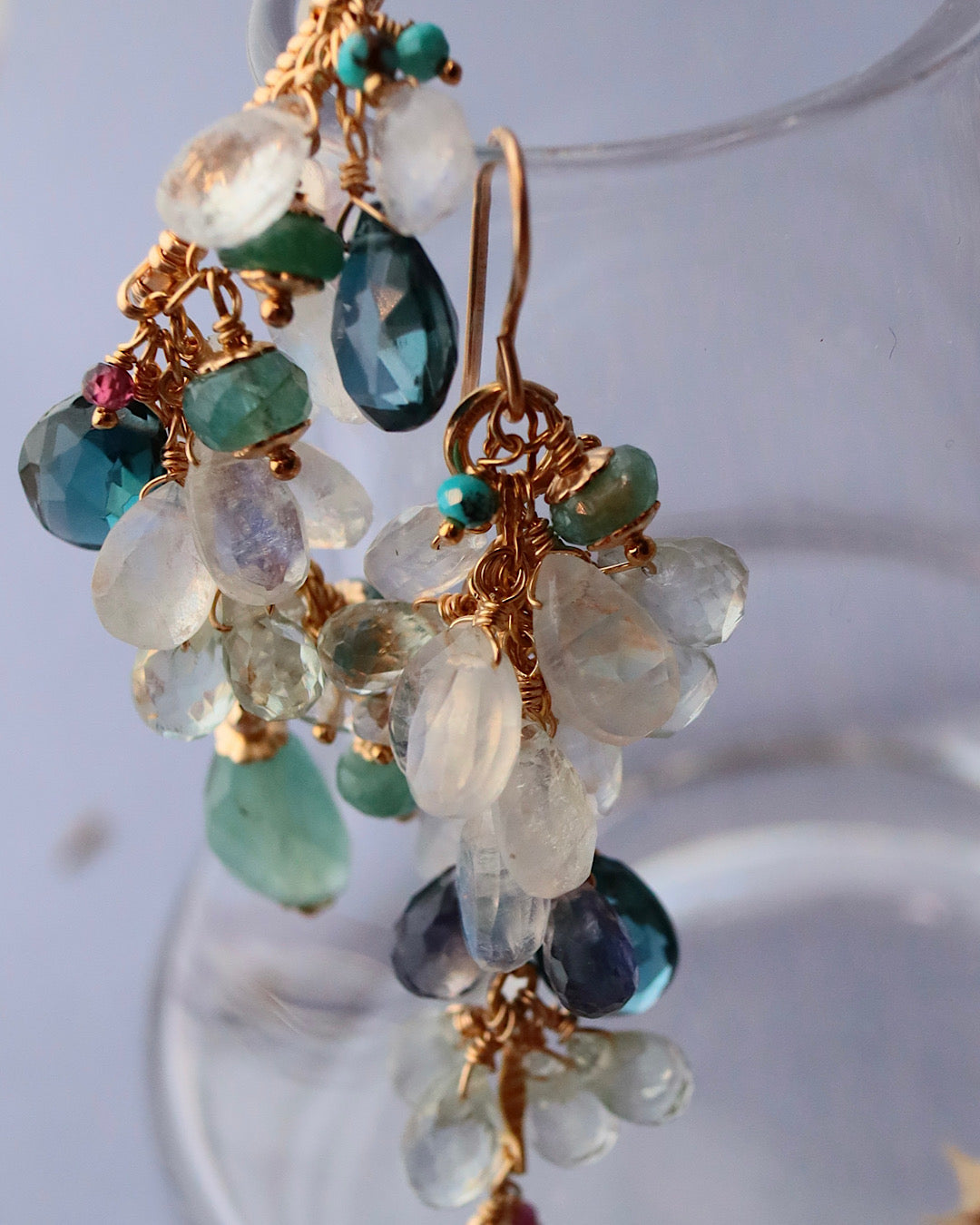 Grandidierite and London Blue Topaz 3-Way Ear Cuff
