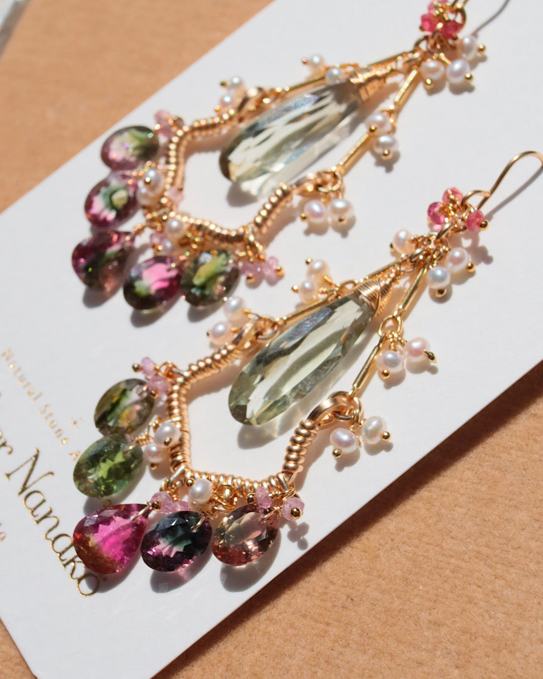 Bicolor tourmaline chandelier earrings