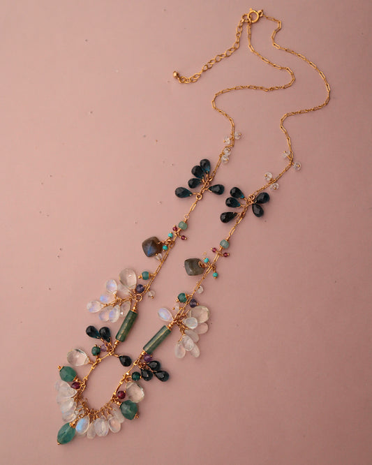 Grandidierite and London Blue Topaz Round Necklace