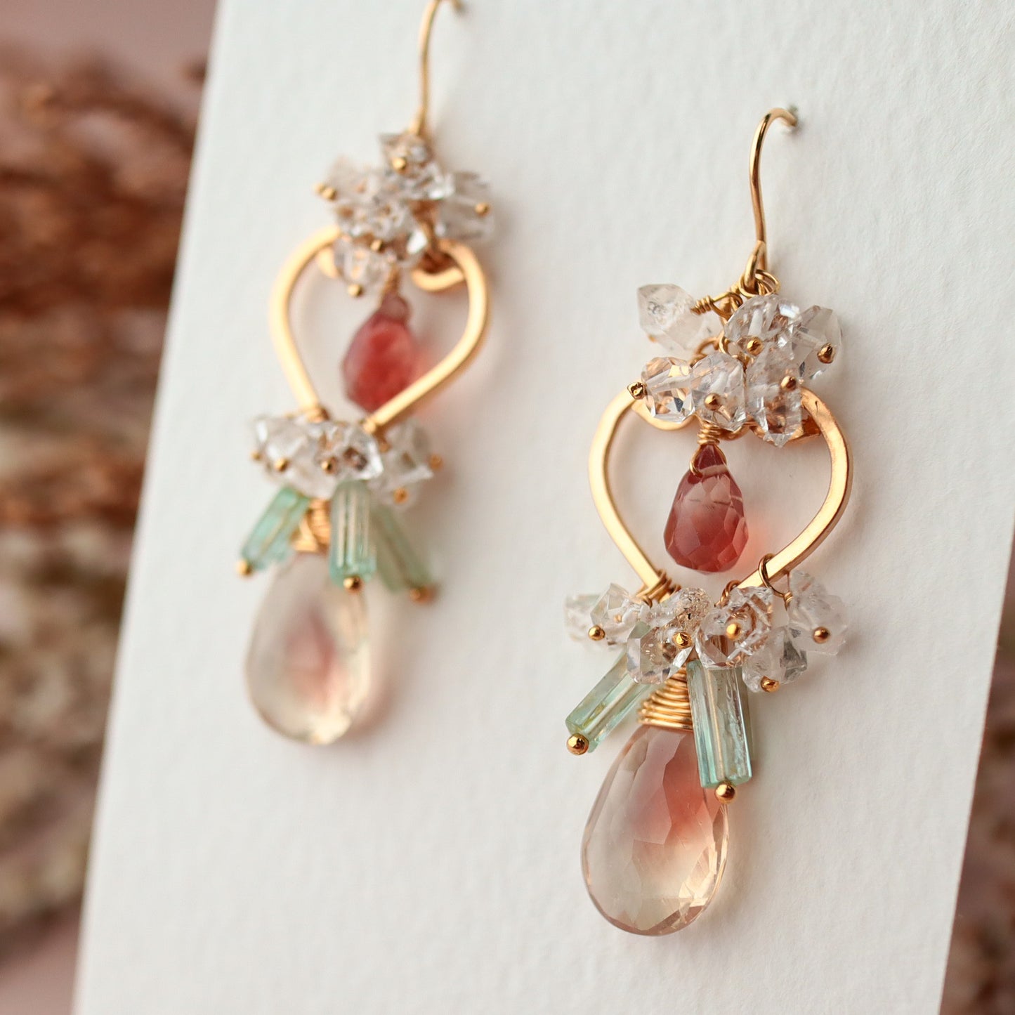 [No.2] Oregon sunstone heart chandelier earrings