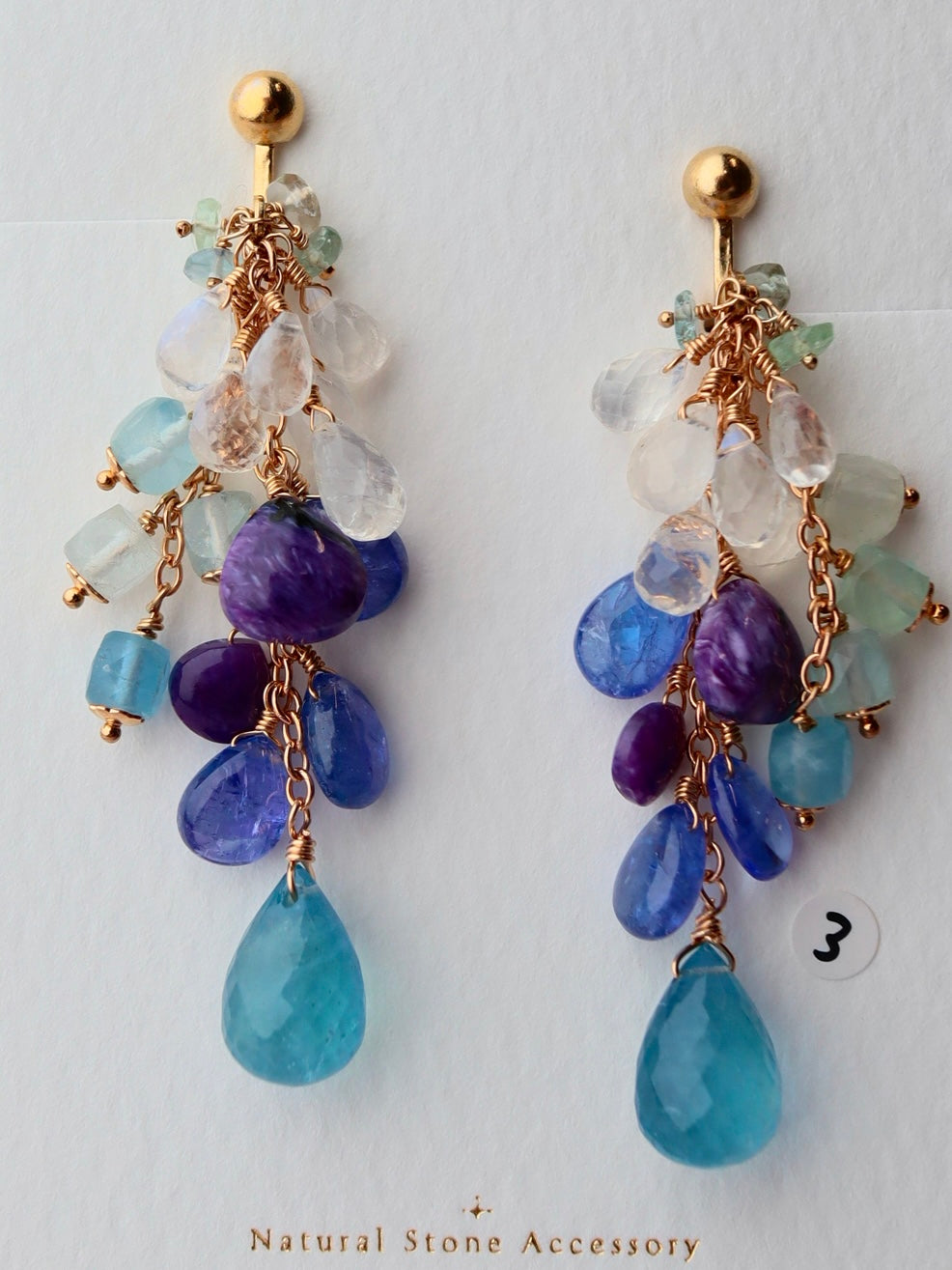 3. High quality aquamarine and blue stone earrings