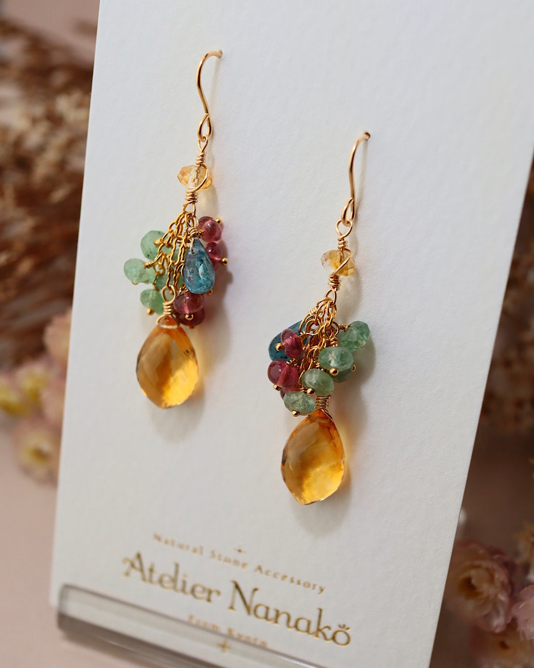 [Plants and flowers waiting for spring] Marquise cut citrine earrings