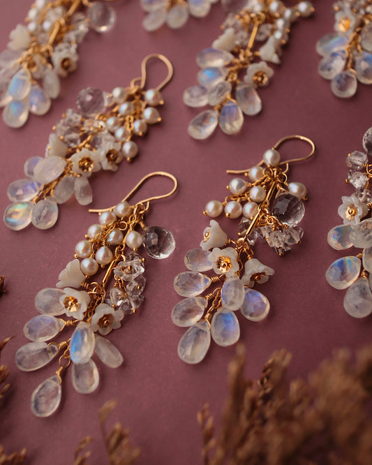 White bouquet earrings