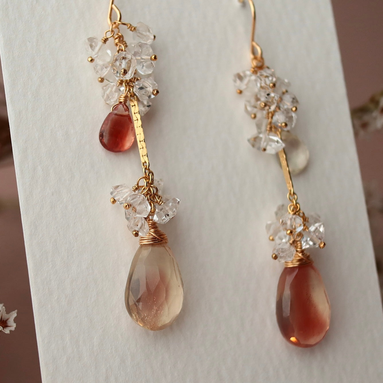 [Large long No.1] Oregon sunstone earrings