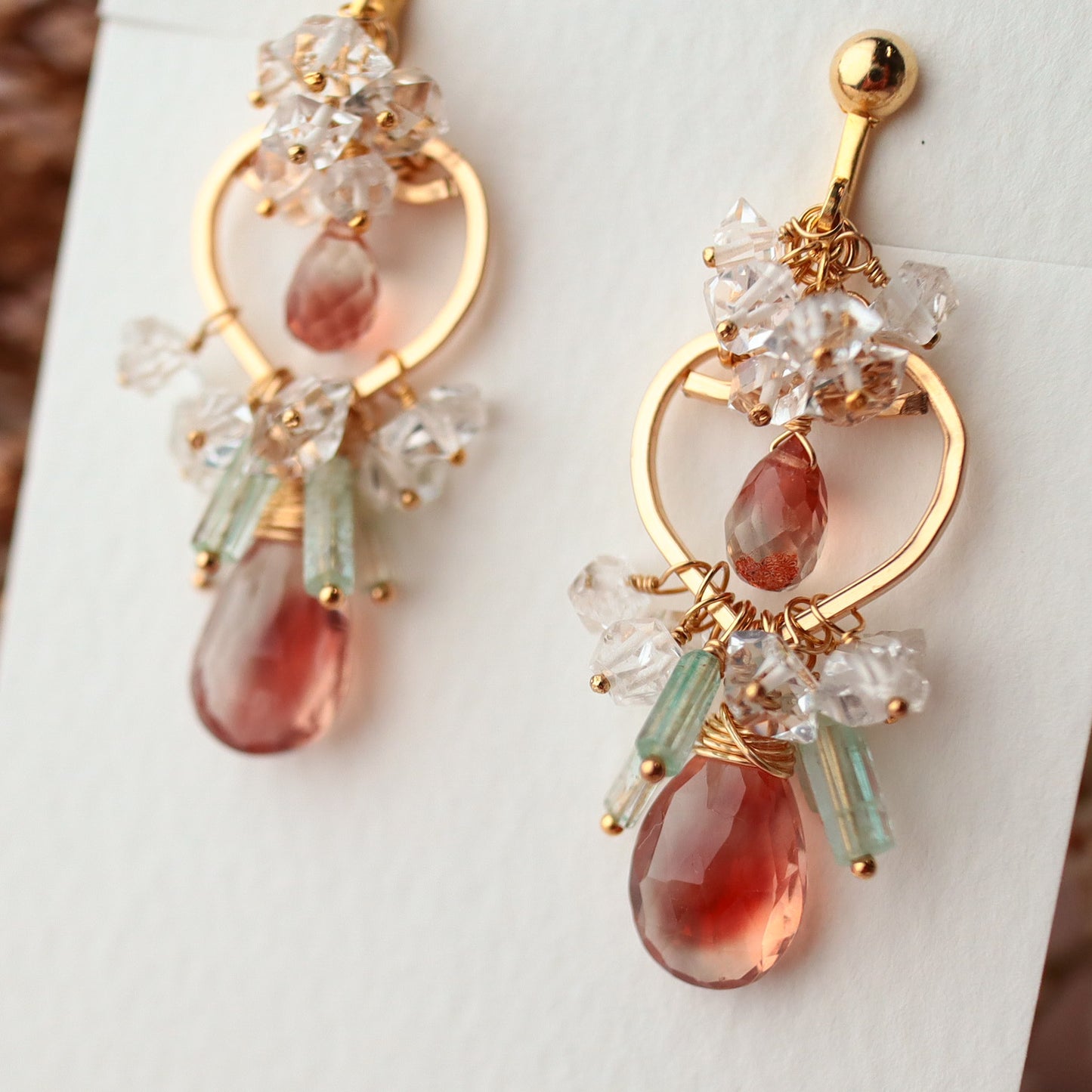 [No.3] Oregon sunstone heart chandelier earrings