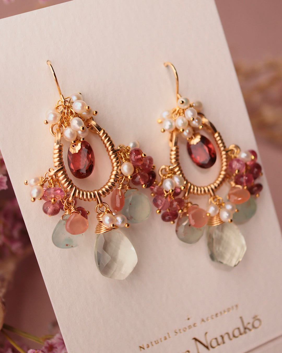 Romantic-Colored Red Tourmaline Chandelier Earrings