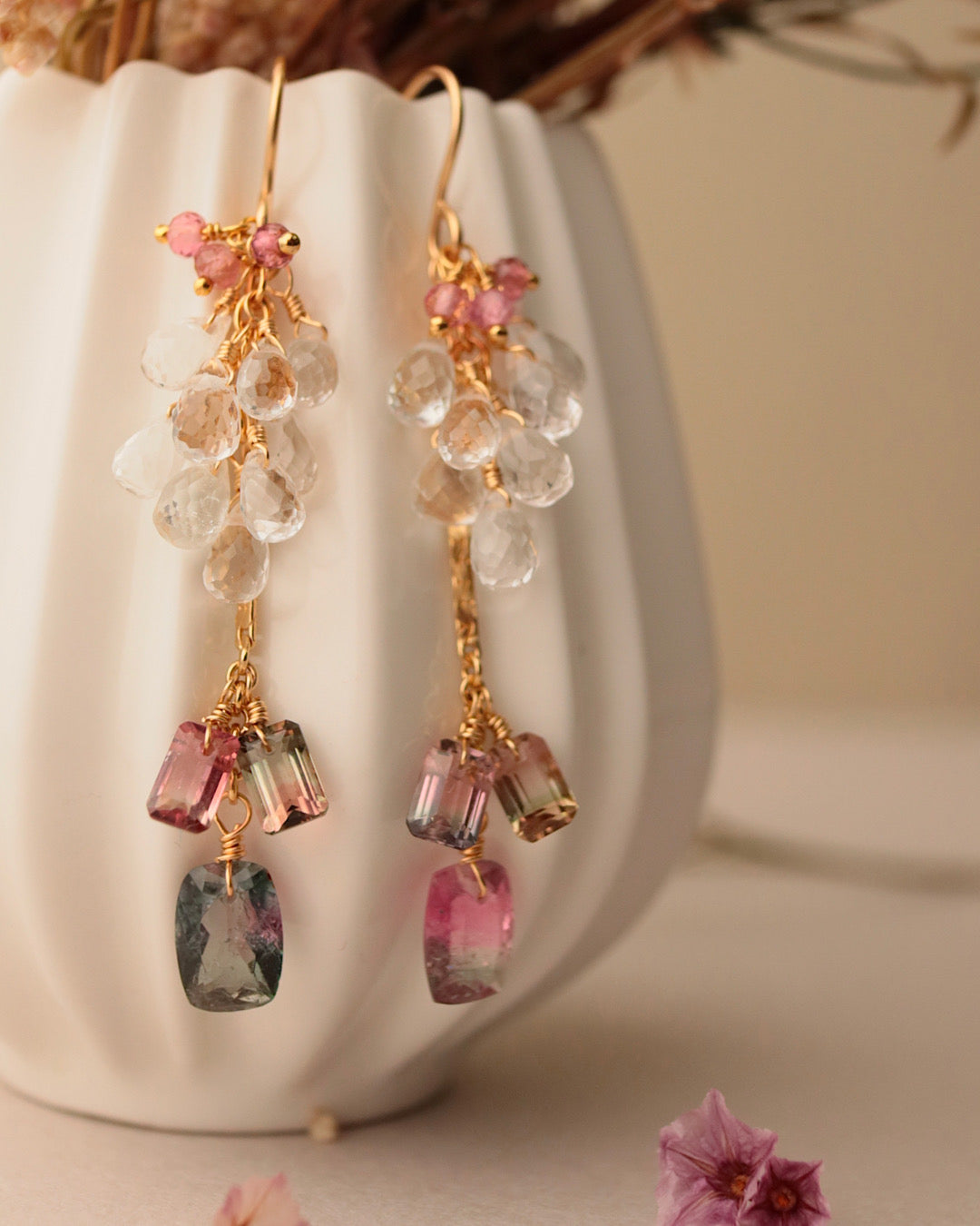 [One-of-a-kind] Bicolor Tourmaline Earrings ①