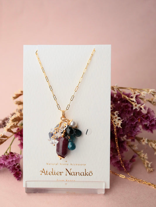 [Stories in Red] Ruby and London Blue Topaz Necklace ①