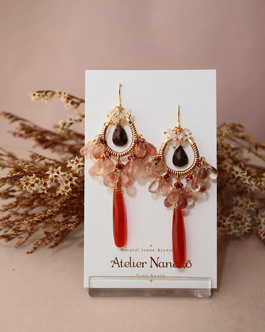 ②【Between Night and Morning】　Black Opal and Sardonyx Chandelier Earrings