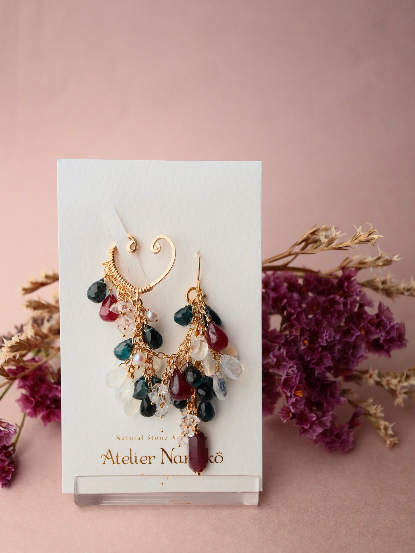 [Stories in Red] Ruby and London Blue Topaz 3-Way Ear Cuff