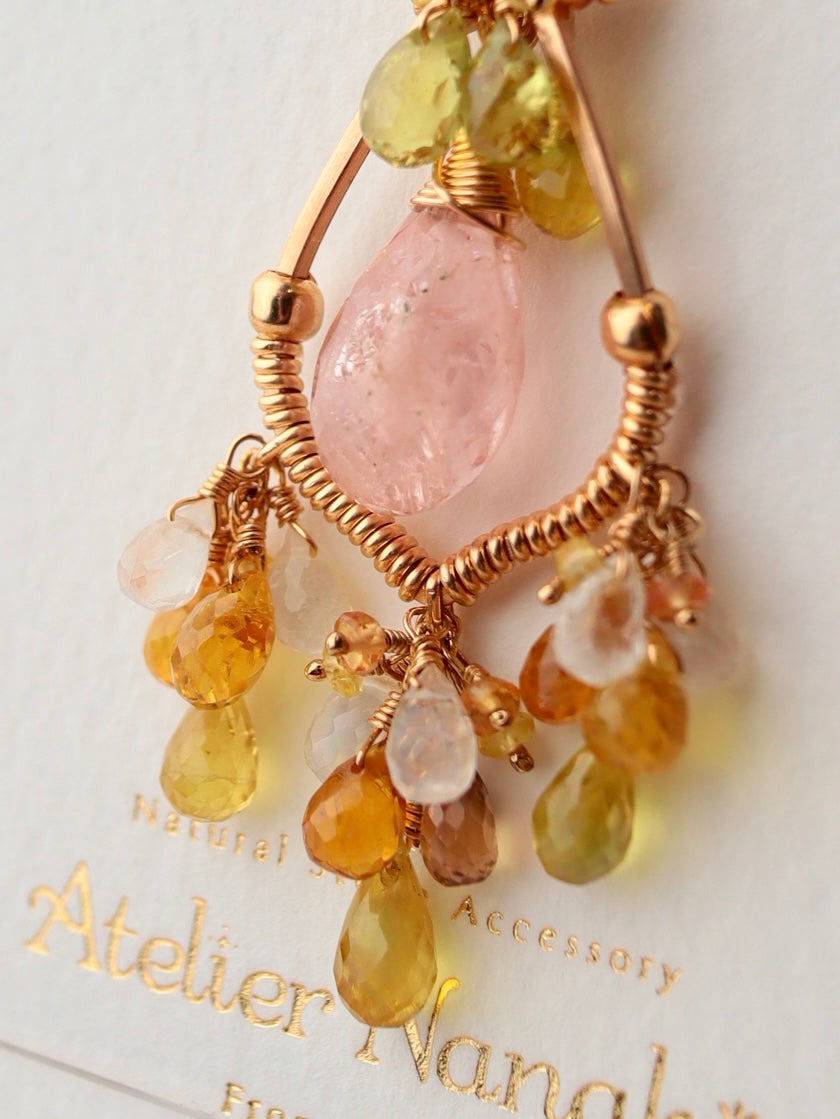 ①Morganite chandelier necklace