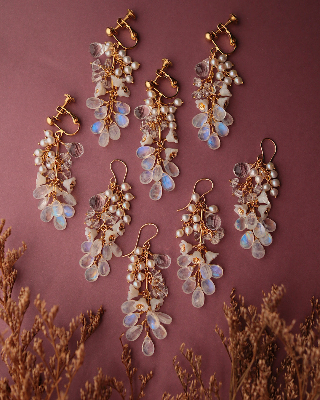 White bouquet earrings