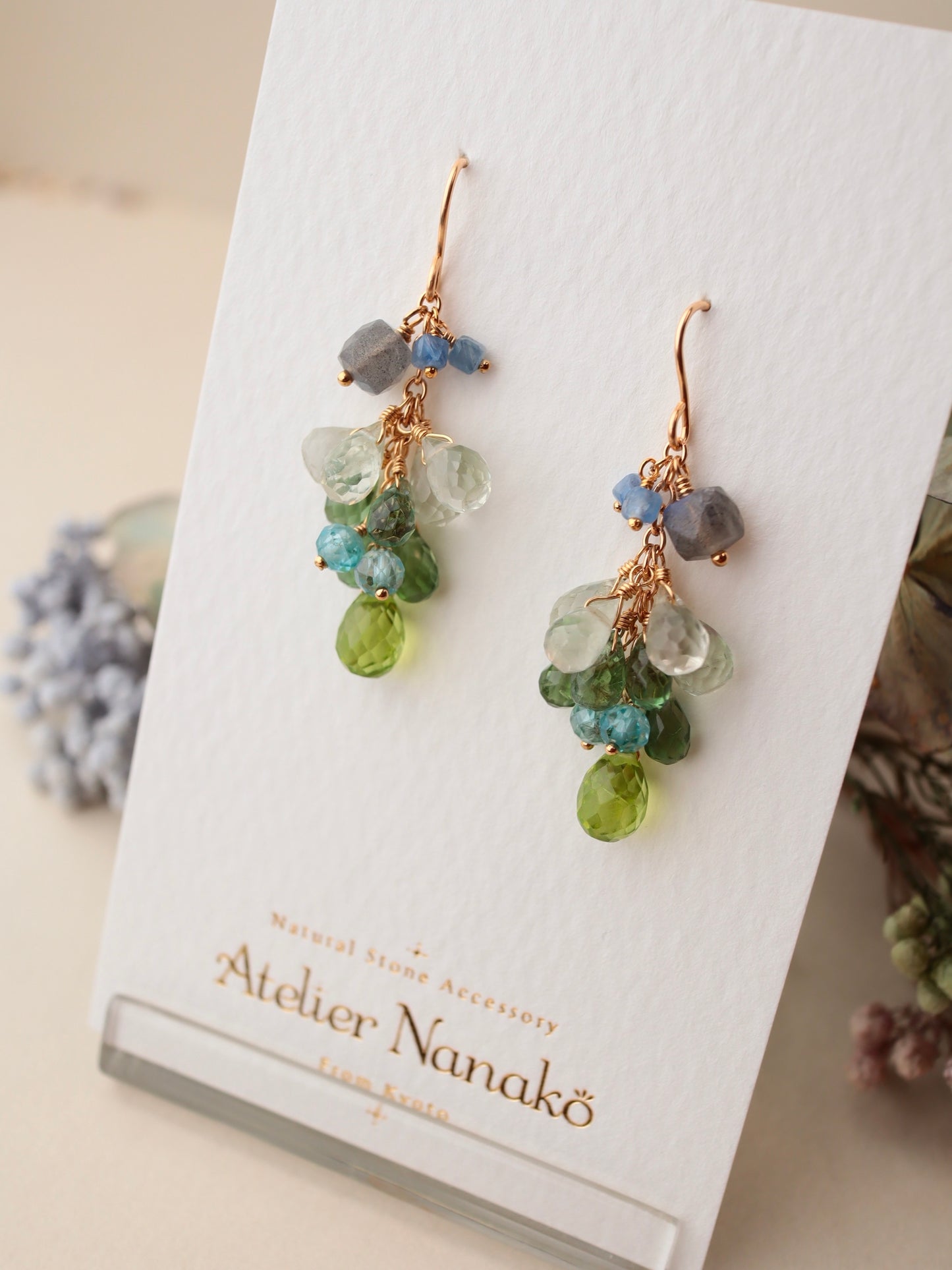 Green stone earrings