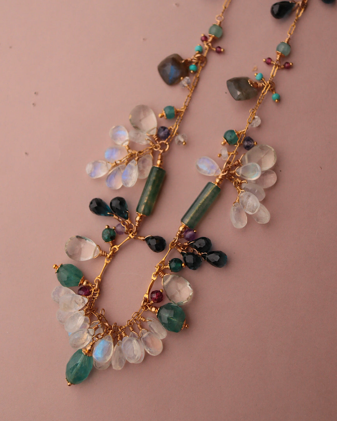 Grandidierite and London Blue Topaz Round Necklace