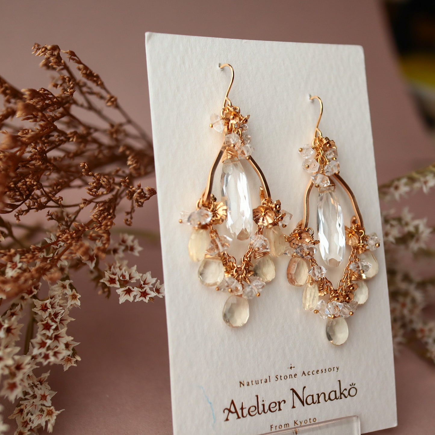 [White] Oregon sunstone chandelier earrings