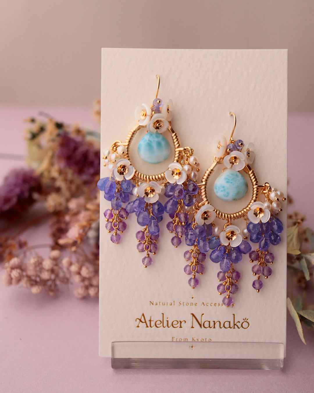 [One-of-a-kind] Larimar Wisteria Chandelier Earrings