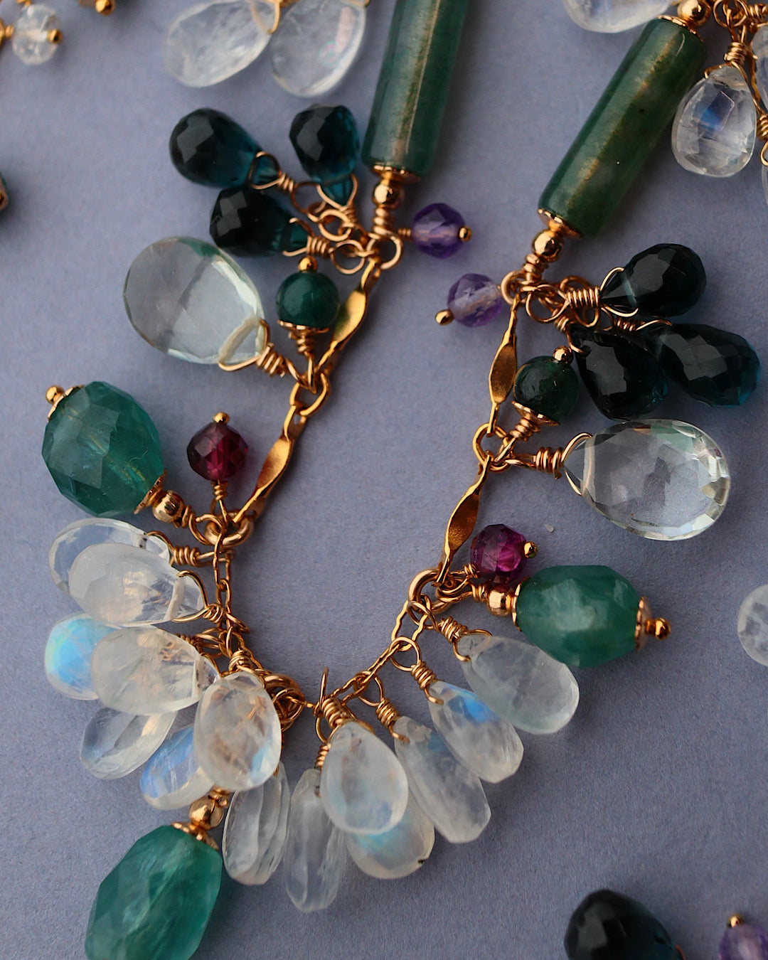 Grandidierite and London Blue Topaz Round Necklace