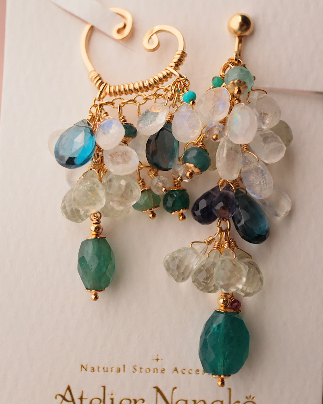 Grandidierite and London Blue Topaz 3-Way Ear Cuff