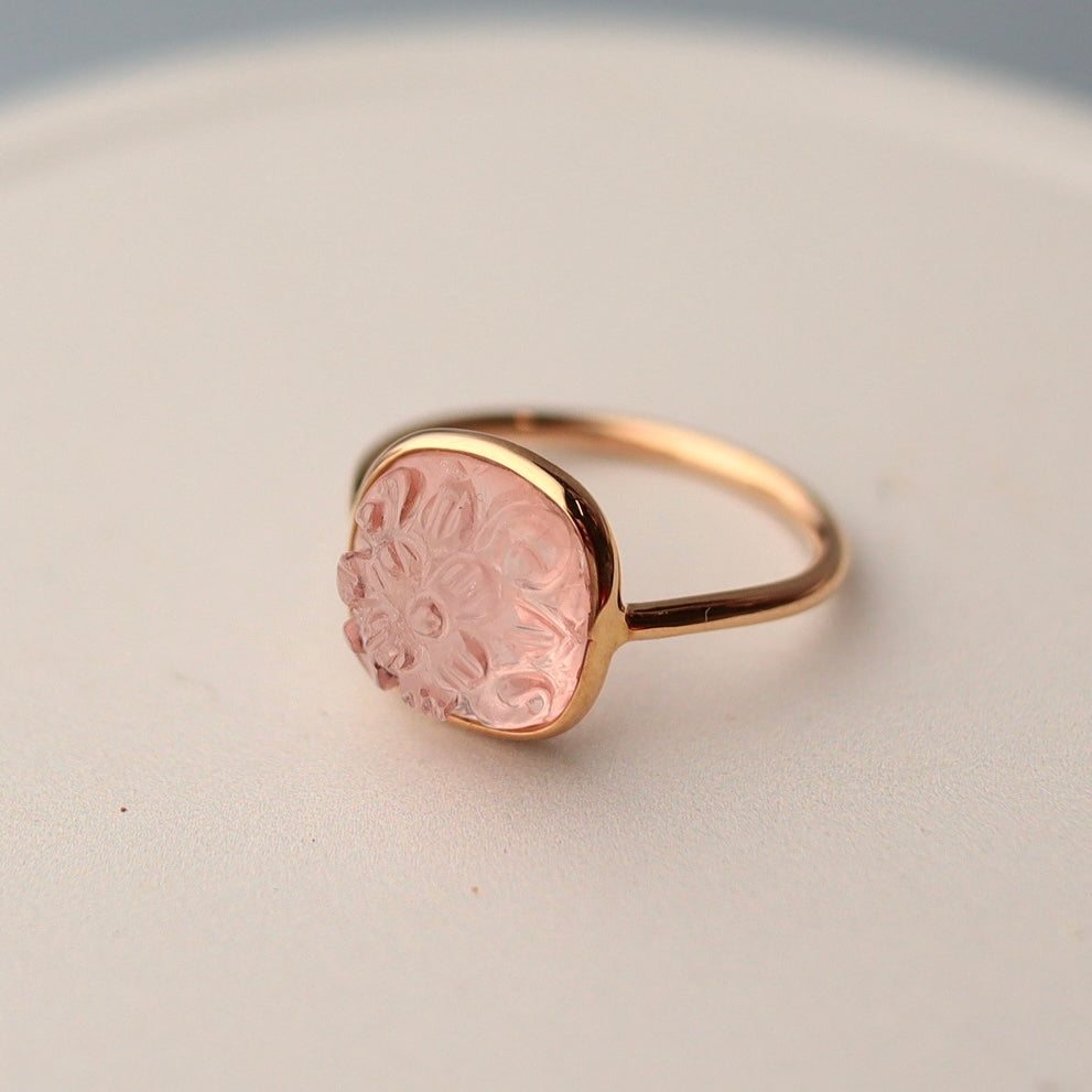 Carved morganite ring