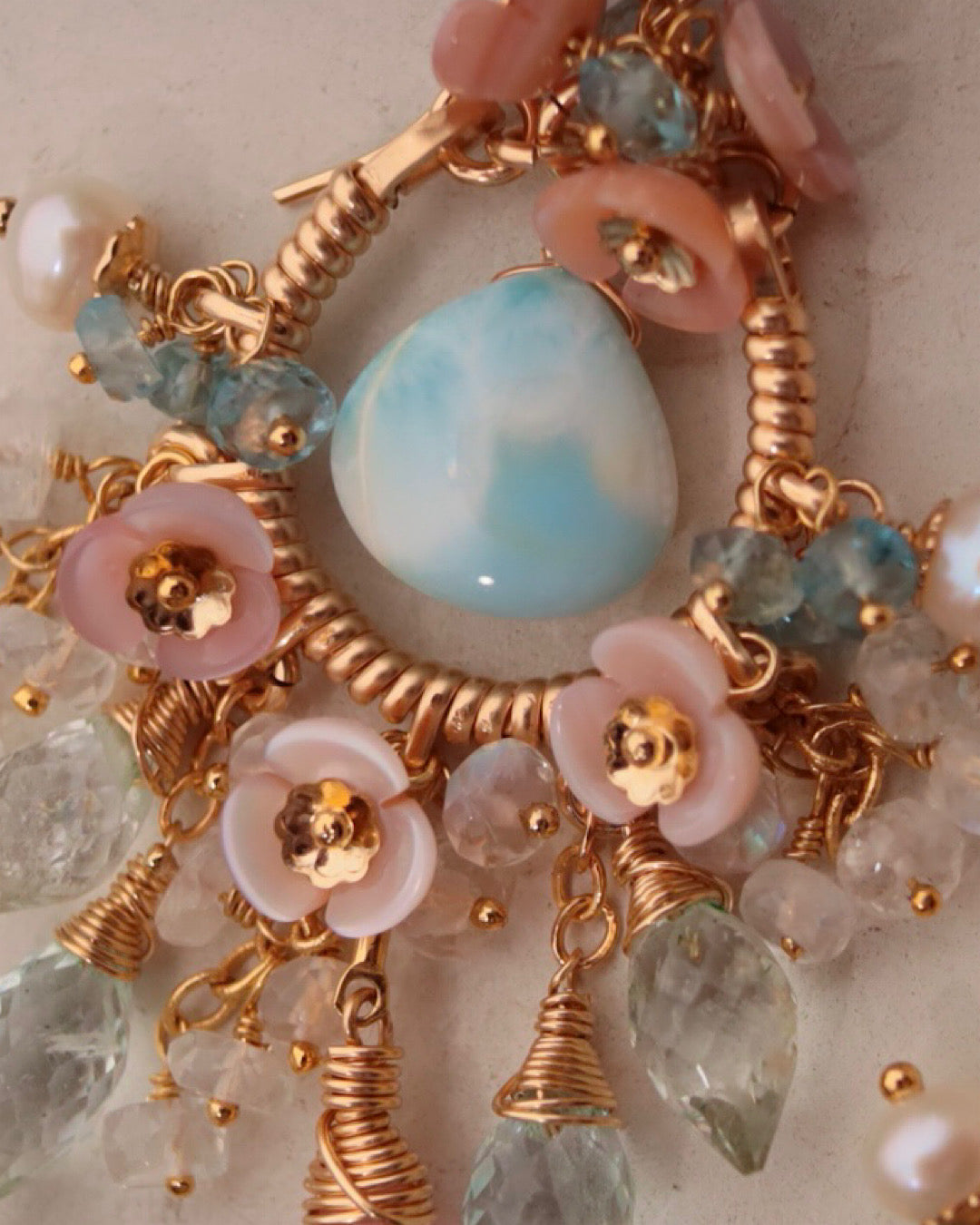 [One-of-a-kind] Larimar Earrings in Romantic Colors